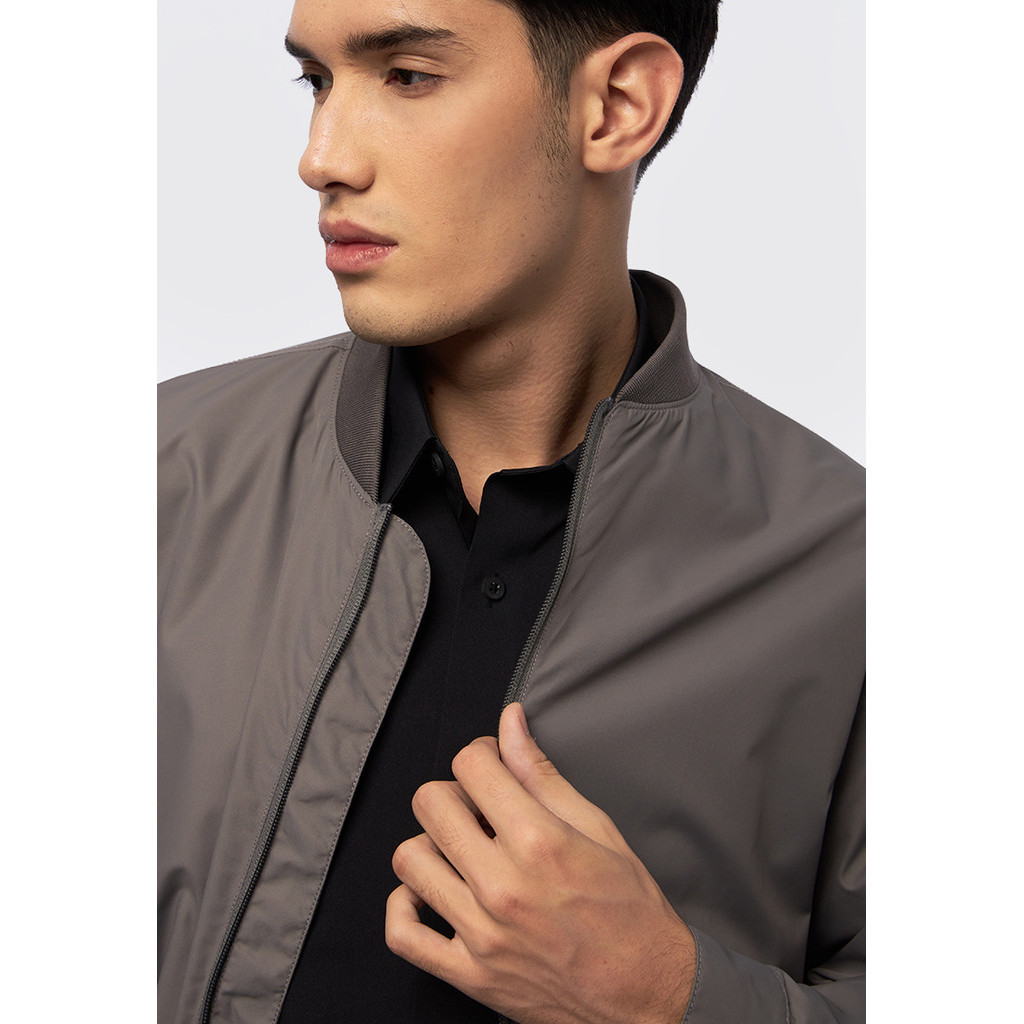 Jual Executive Regular Fit Edgy Bomber Jacket Grey | Shopee Indonesia