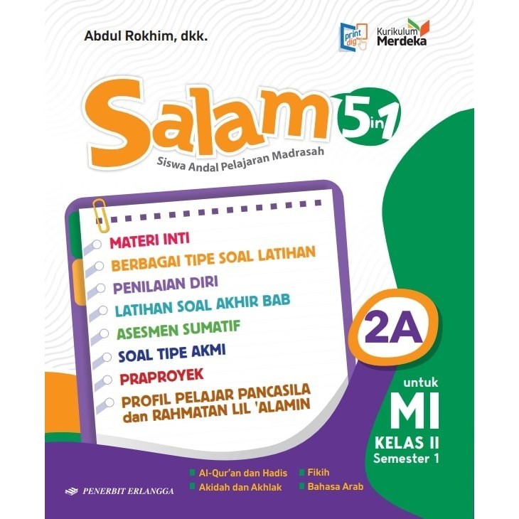 Jual BUKU ERLANGGA SALAM (SISWA ANDAL PELAJARAN MADRASAH) 5IN1 KELAS 2A ...