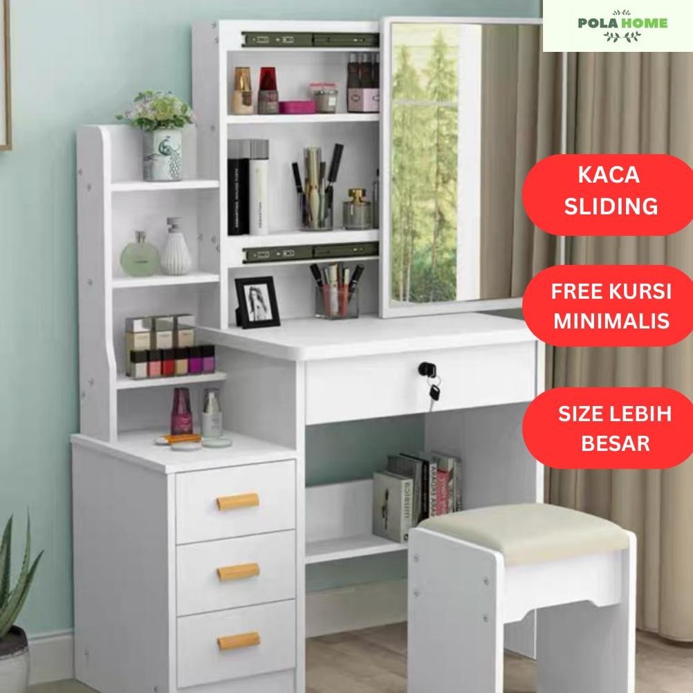 Jual Meja Rias Kaca Sliding Meja rias Putih Minimalis | Shopee Indonesia