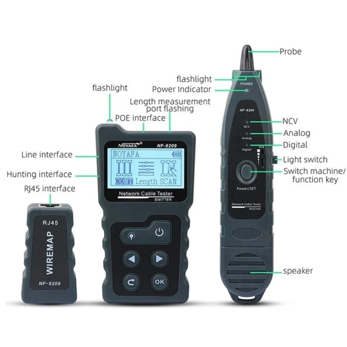 Jual Noyafa NF-8209 Digital Cable Tester Wire Tracker Scan Cable LAN ...