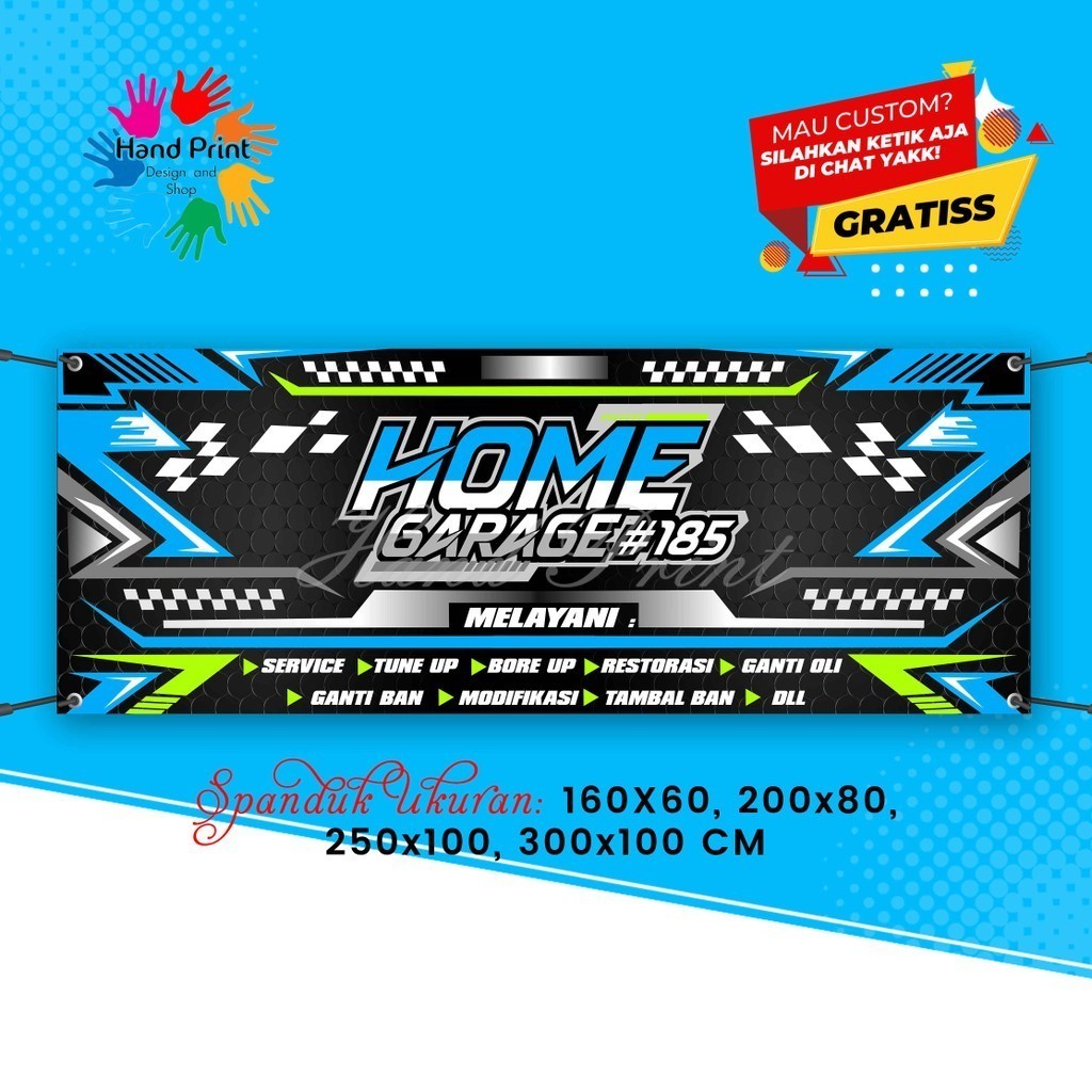 Jual SPANDUK BANNER Home Garage Racing Biru MMT Spanduk Custom ...