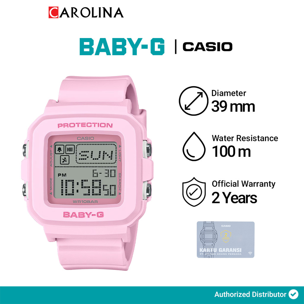 Jam Tangan Casio Wanita BABY G BGD-10-4D Digital Dial Light Pink Resin Band