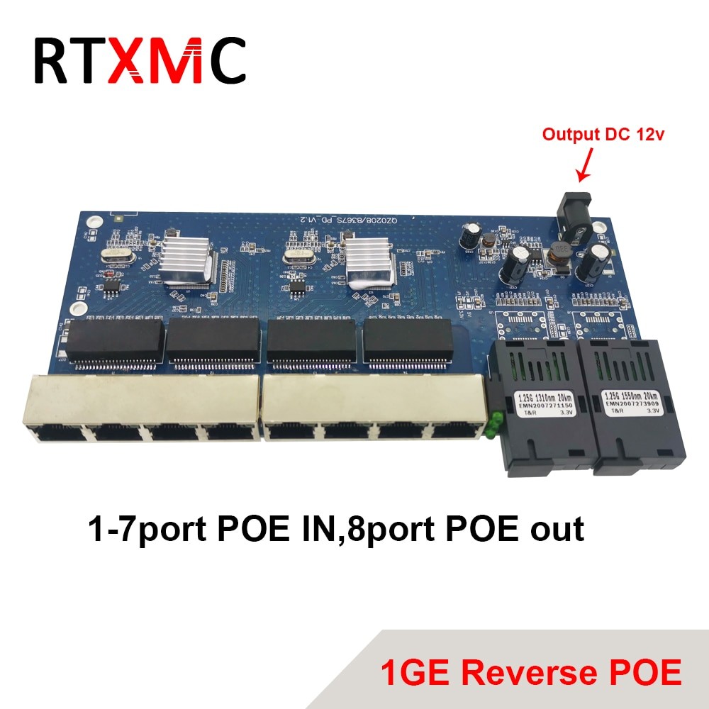 Jual Reverse POE 2G8 RJ45 Gigabit Ethernet Switch 2*1.25G Port Serat ...
