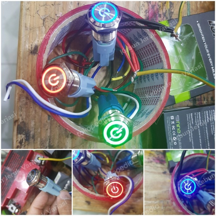 Jual SAKLAR PUSH ON OFF SWITCH STAINLESS LAMPU ILLUMINATED LED NINE ...