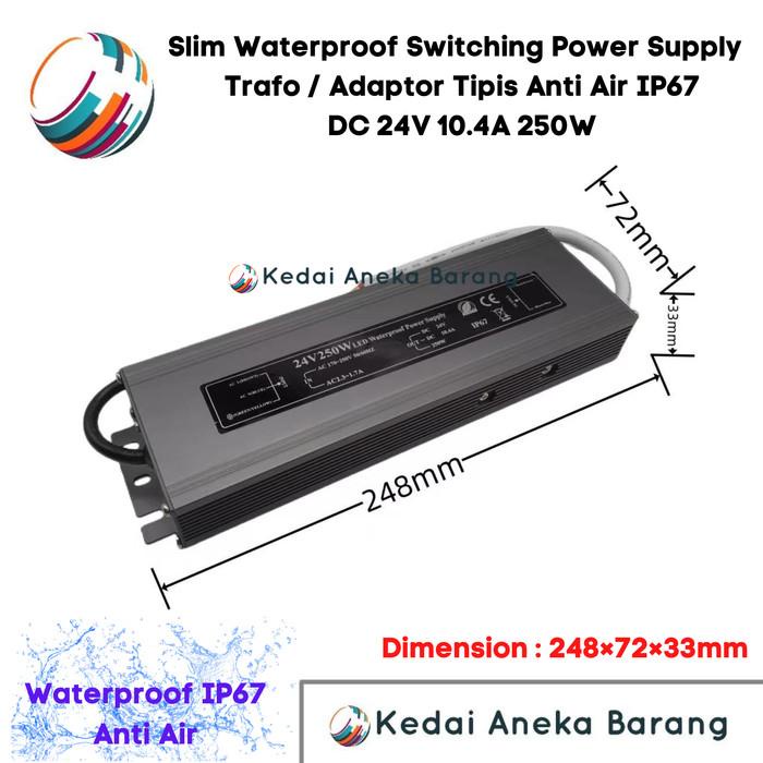 Jual Slim Waterproof Power Supply Trafo Adaptor Outdoor IP67 24V 250W ...