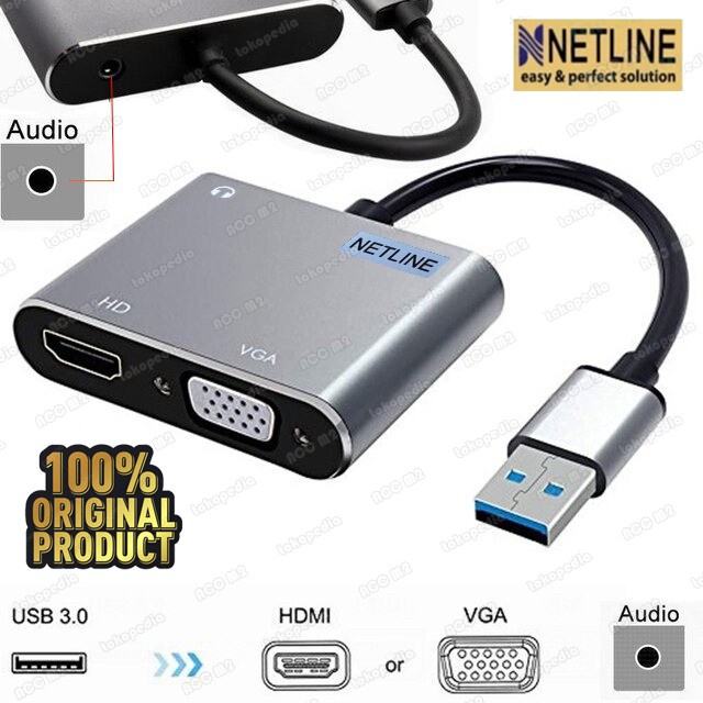 Jual Kabel Converter USB 3.0 To VGA HDMI 1080p 2in1 proyektor tv 2 in 1 Shopee Indonesia