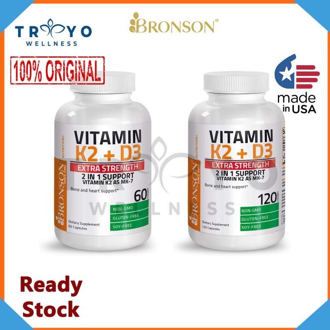 Jual VITAMIN K2 D3 BRONSON 10000 IU MK7 120 MCG 60 120 CAPS VIT D3 K2