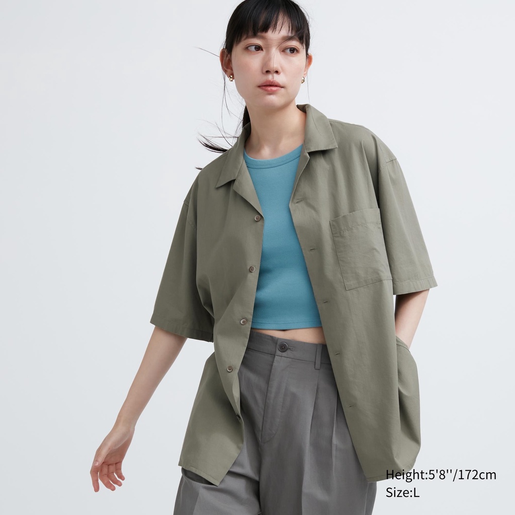 Jual Uniqlo Kemeja Katun Modal Kerah Terbuka Lengan Pendek | Shopee ...