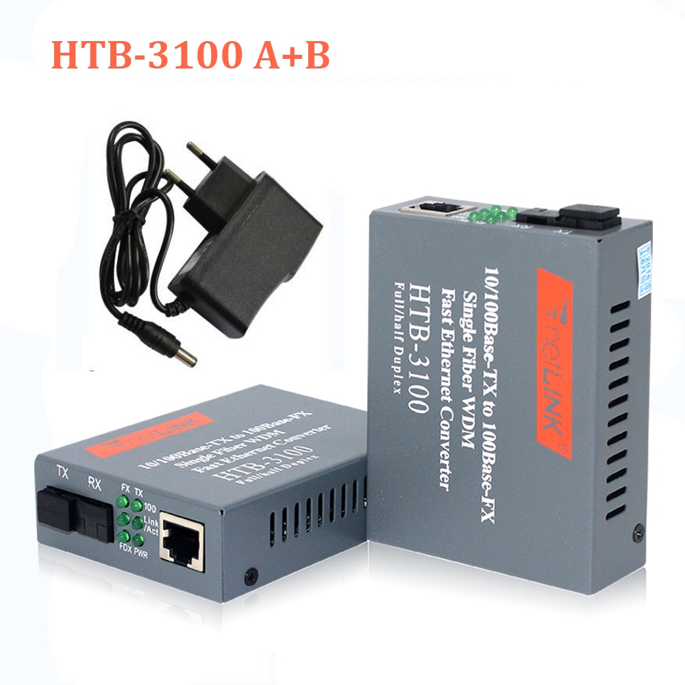 Jual HTB3100 A+B Fiber Optic Optical Media Converter HTB-3100 Netlink ...