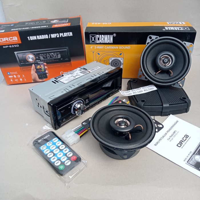 Jual Paket Head Unit Single Din Orca Bluetooth Usb Speaker 4 Inch