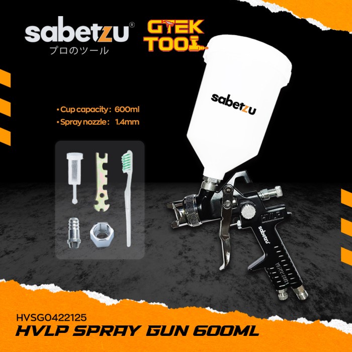 Jual Sabetzu Spray Gun HVLP Mini Semprotan Angin Cat Tabung Atas 600ml ...