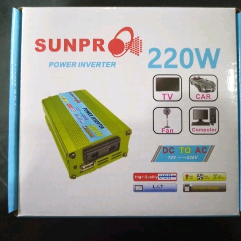 Jual Edisi Mewah Inverter Sunpro 220W Power Inverter DC To AC Sunpro ...