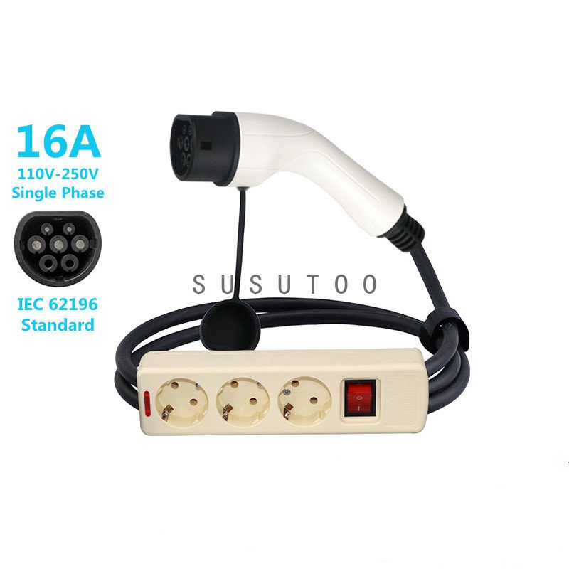 Jual &Electric Car Side Discharge Plug EV Type2 16A Charger Cable with ...