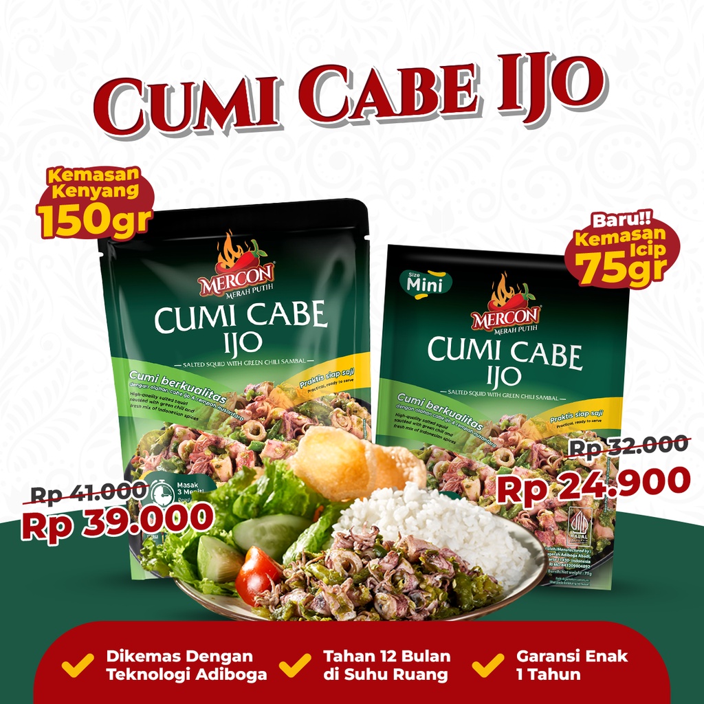 Jual Mercon Merah Putih - Satuan || Cumi Cabe Ijo | Shopee Indonesia