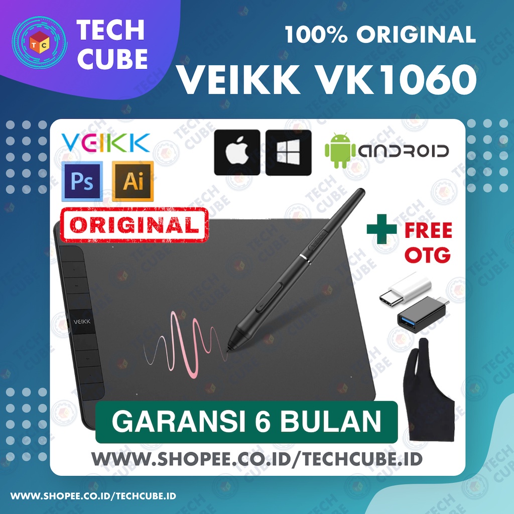Jual Veikk Vk1060 Digital Graphic Drawing Tablet Osu Alt S640 A30 A50 ...