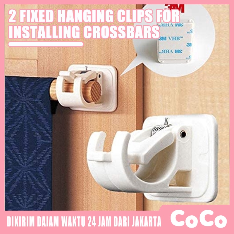 Jual 2Pcs/Self Adhesive Curtain Rod Bracket/Fixings Hanging Rod Holder