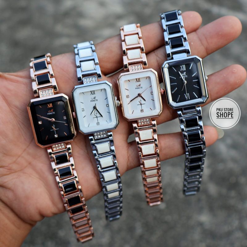 Jual Jam Tangan Wanita Mirete Original Tali Rantai Keramik Stainless ...