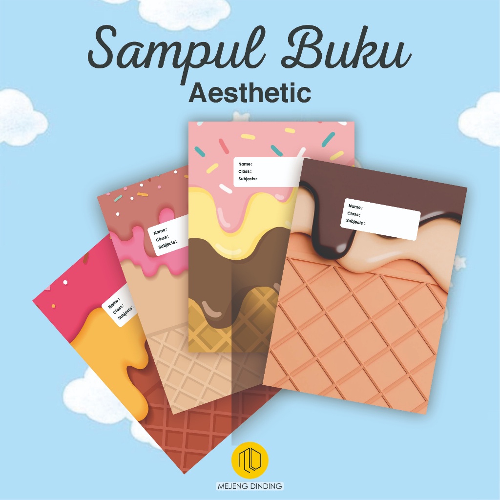 Jual Sampul Buku Aesthetic Isi Pcs Sampul Buku Motif Es Krim Ice Cream Sampul Buku Book