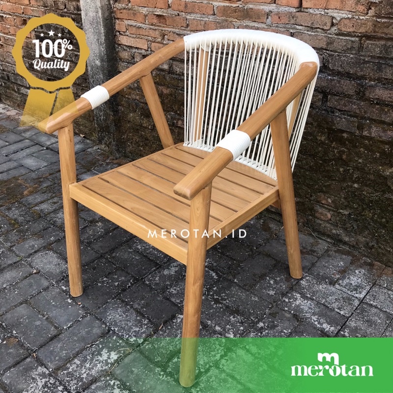 Jual Kursi Cafe Jati Anyaman Tali Rope / Kursi Teras Jati / Kursi Makan ...