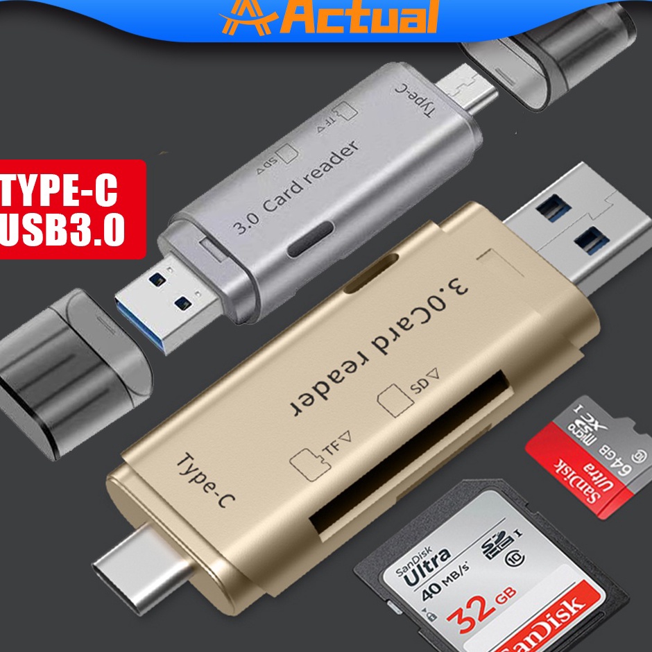 Jual TERBAIK Actual 4 in 1 Card Reader HighSpeed Smart 3.0 Metal Type