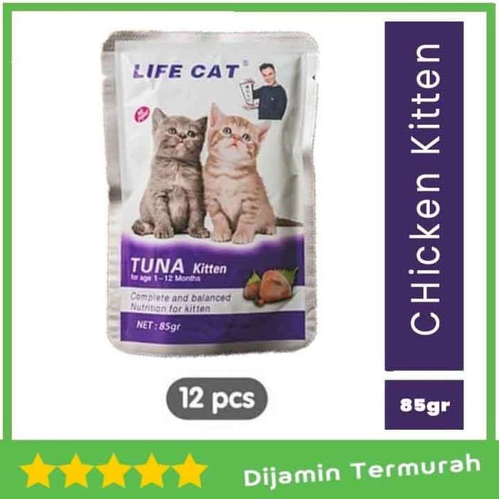 Jual MAKANAN KUCING BASAH WET FOOD LIFE CAT KITTEN TUNA 85GR (12PCS