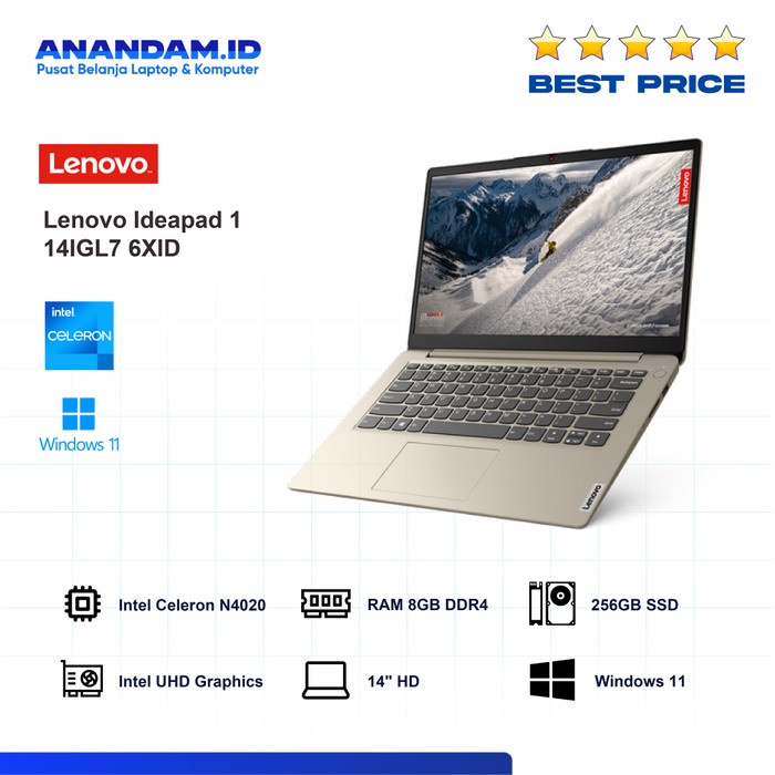 Jual Laptop Lenovo IdeaPad Slim 1 14IGL7 6XID N4020 8GB 256GB W11+OHS 14" Shopee Indonesia