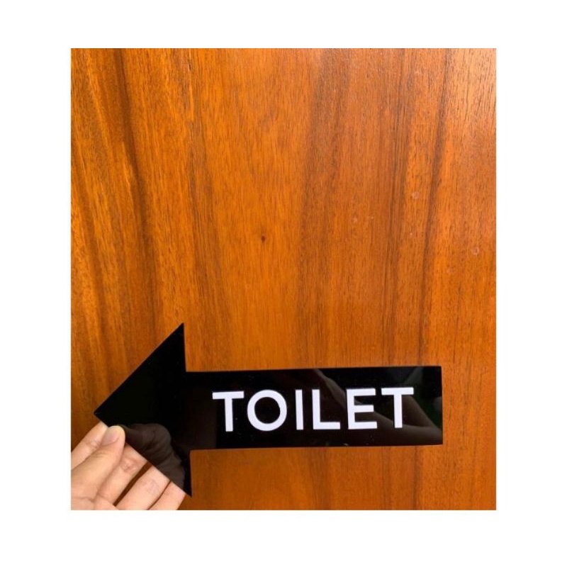 Jual Papan Sign Petunjuk Arah Tulisan Toilet Bentuk Panah Bahan Acrylic