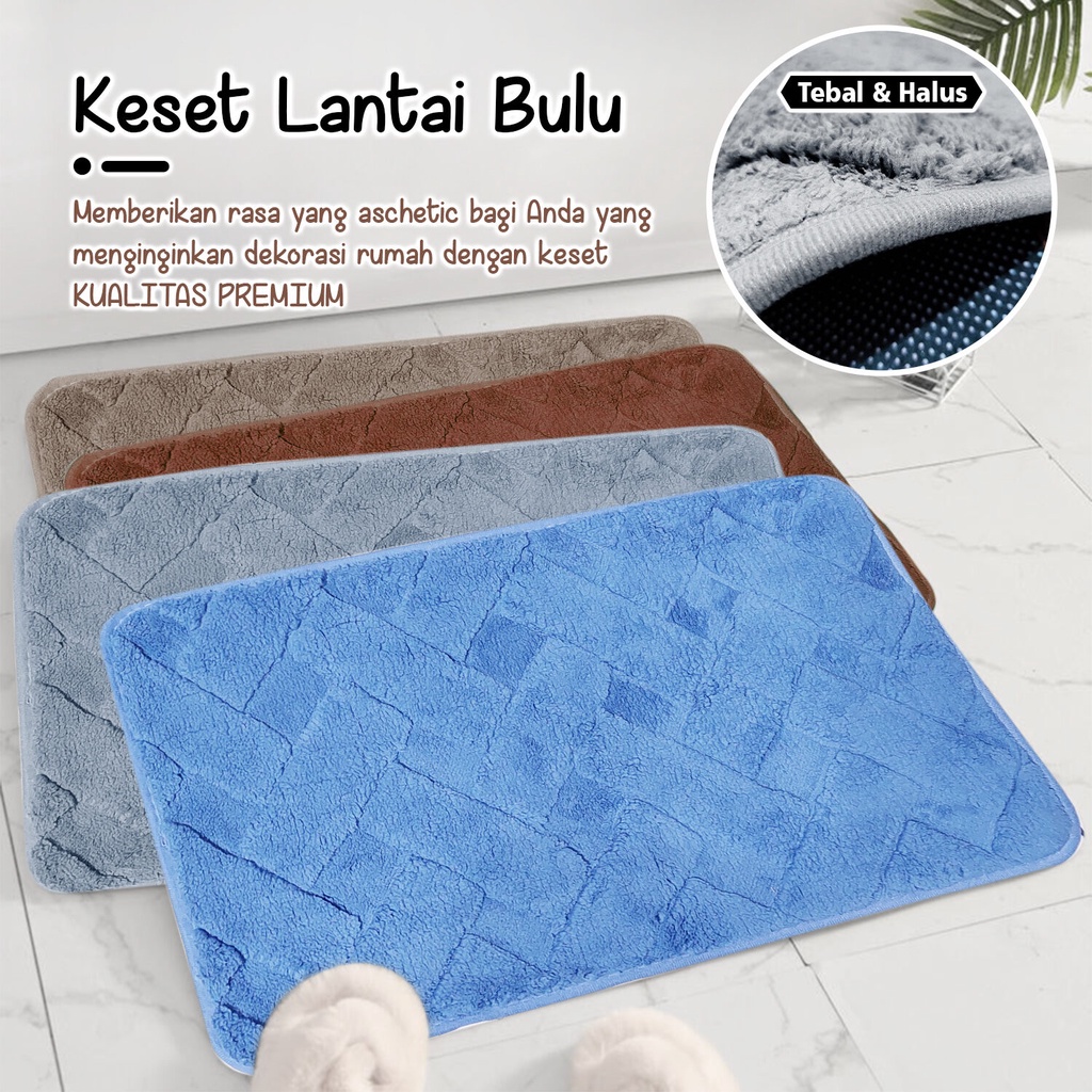 Jual Keset Bulu X Cm Anti Slip Bahan Microfiber Embos Lap Kaki Kamar Mandi Dd A