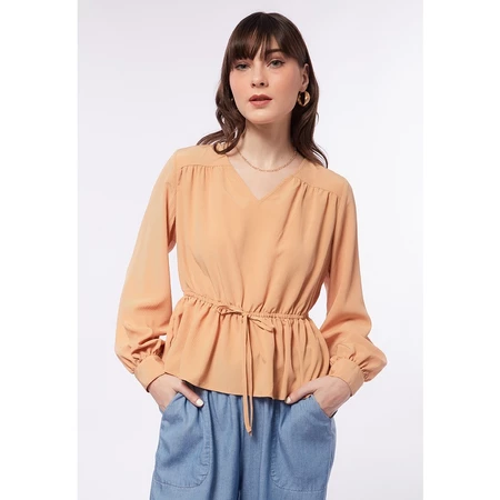  Loose Blouse with Elastic Waist
