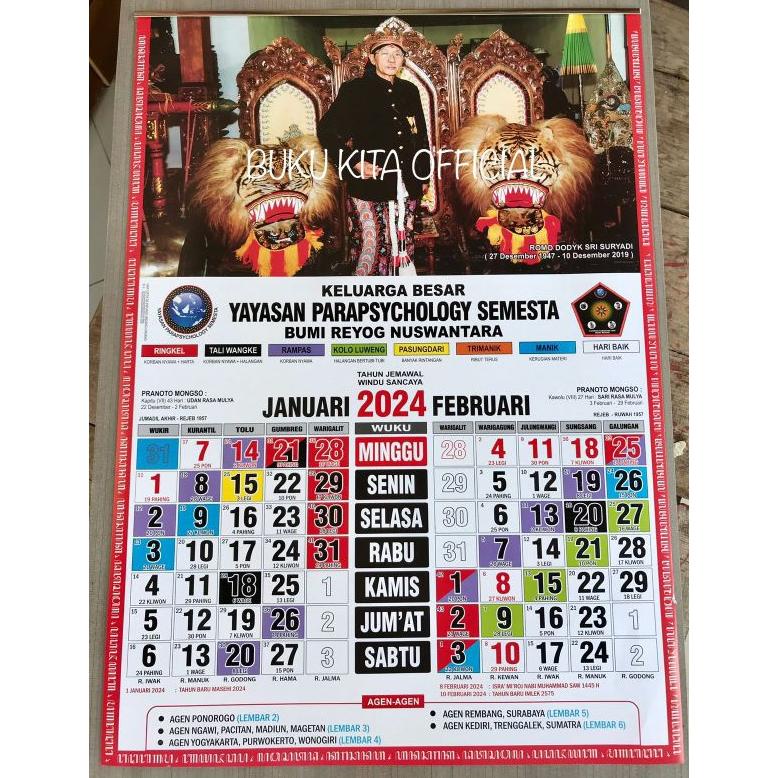 Jual Kalender 2024 Kalender Jawa Yayasan Parapyschology 2024