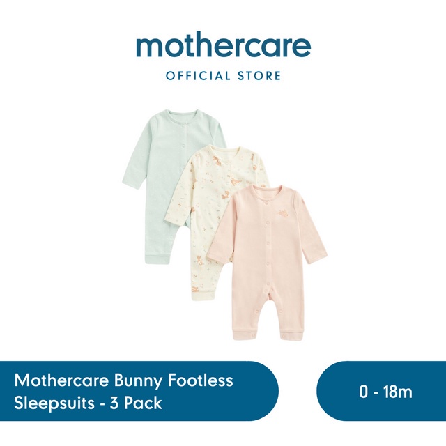 Mothercare 3 Pack Transport Footless Sleepsuits