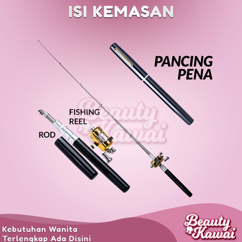 Jual Cod Alat Pancingan Pulpen Set Lengkap Kail Pelampung Benang Reel Joran Fishing Rod Pen