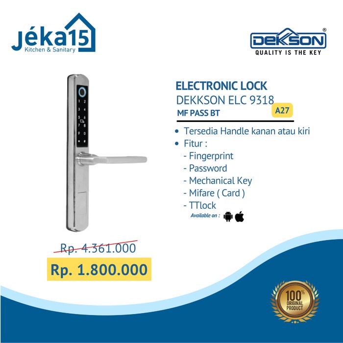 Jual Electronic Lock Dekkson Smart Door Lock Dekson Kunci Pintu Digital ...