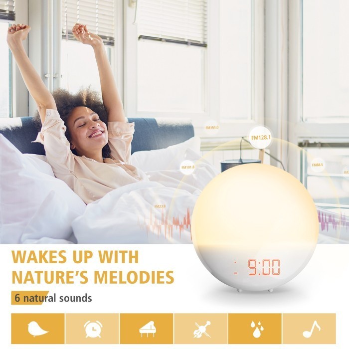 Jual Mpow Pictek Wake Up Light Alarm Clock Sunrise Light 6 Alarm Sound ...