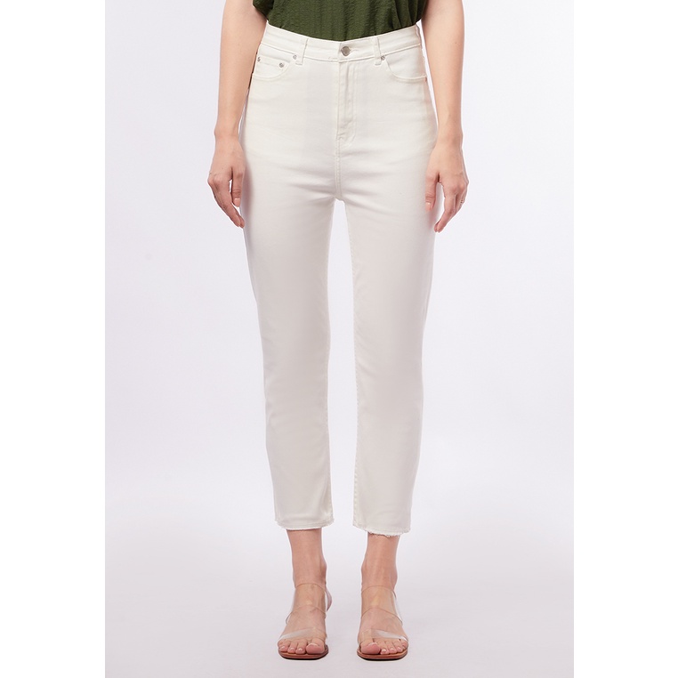 Jual Et Cetera Unfinished Hem Tapered Denim Pants OFF WHITE Shopee