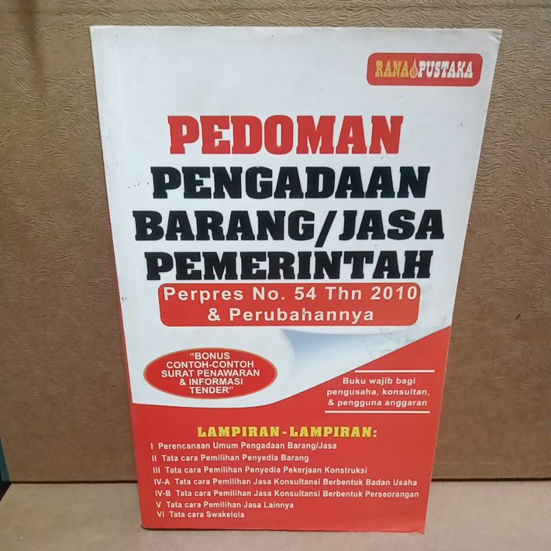 Jual Buku Original PEDOMAN PENGADAAN BARANG JASA PEMERINTAH - RANA ...