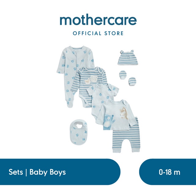 Mothercare My First Baby Boys Blue 7 Pack Bodysuits