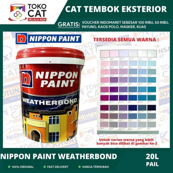 Jual Cat Tembok Luar Nippon Paint Weatherbond Warna Putih 20 Liter Pail ...