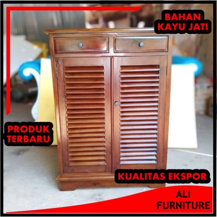 Jual Lemari Sepatu Kayu Jati Mentahan Model Minimalis 2 Pintu Shopee