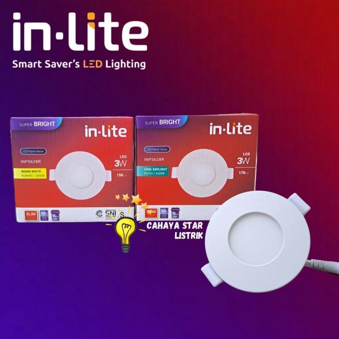 Jual Lampu Downlight Inbow Bulat / Panel Light Led Inlite Inps628R 3 ...
