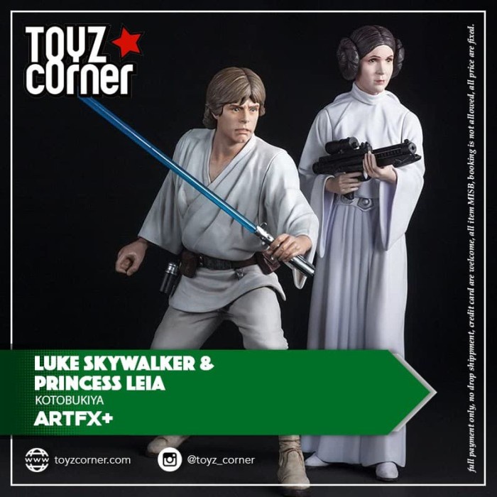 Kotobukiya ARTFX+ Star Wars Luke Skywalker & top Princess Leia 1/10 Scale Figure