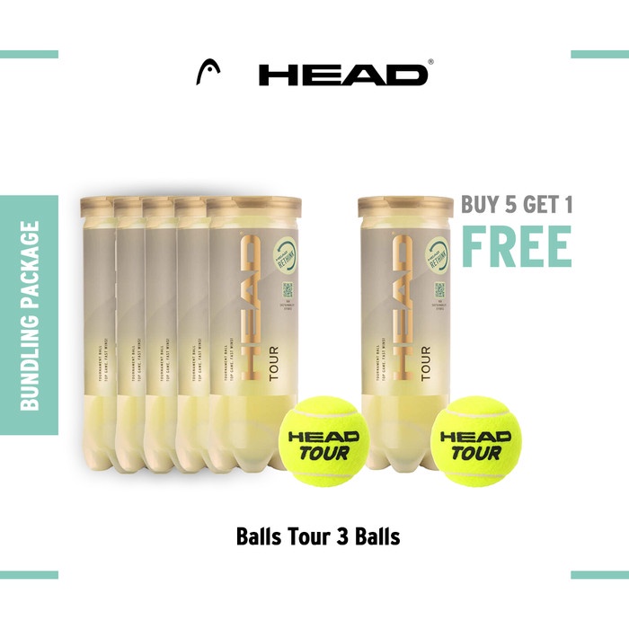 Jual Populer HEAD Tennis Balls Tour 3B Buy 5 Get 1 Free la Tennis