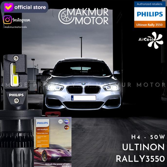 Jual LAMPU MOBIL PHILIPS ULTINON RALLY 3550 - H4 6500K 50W | Shopee ...