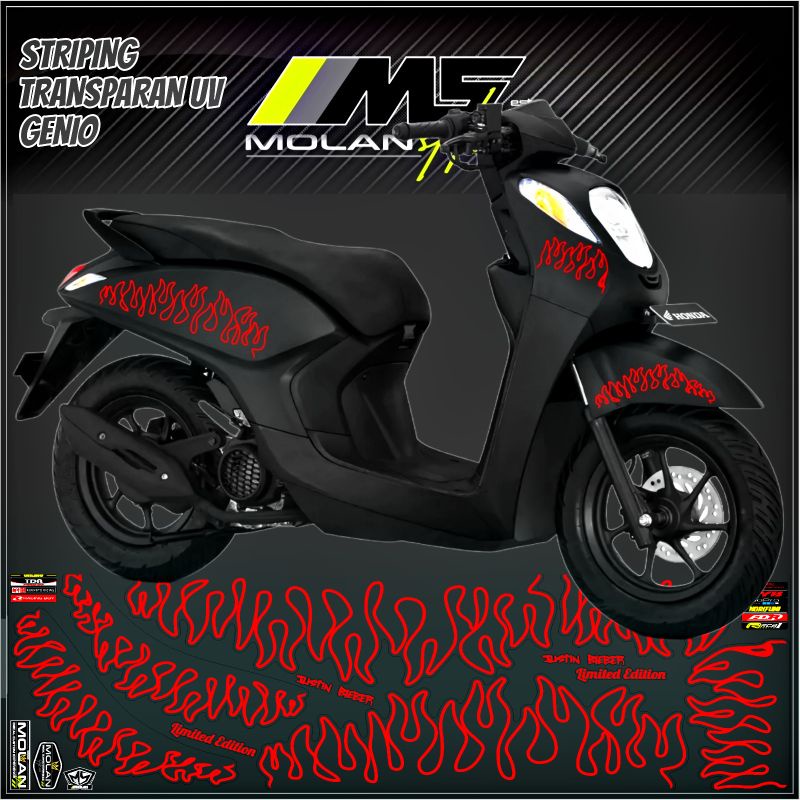 Jual Decal Sticker Striping Variasi Transparan Uv Genio Api Honda Genio ...