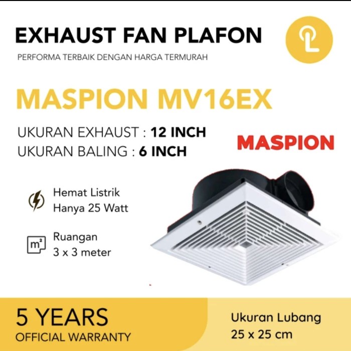 Jual Maspion Exhaust Fan mv 16EX Plafon (Cerobong) | Shopee Indonesia