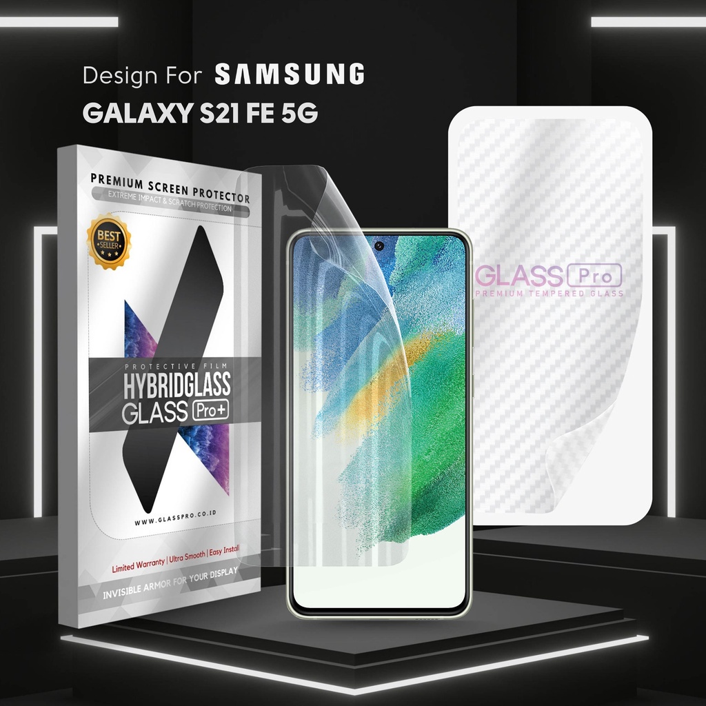 Hybrid Glass Premium Anti Gores Hydrogel Samsung Galaxy S21 FE 5G Full  Cover Screen Protector Glass Pro Not Tempered Glass Ready Semua Model