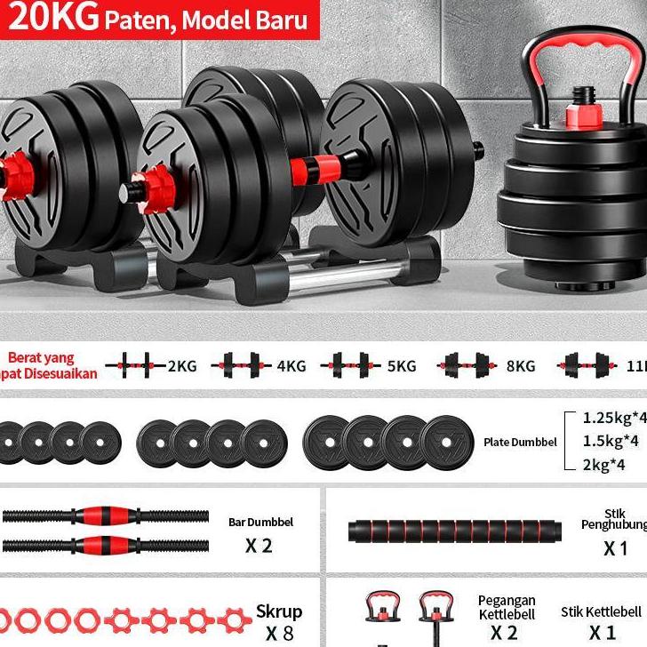 Jual Dumbbell Set 40Kg 30Kg 20Kg 10Kg Peralatan Fitness Barbel Set 20 ...