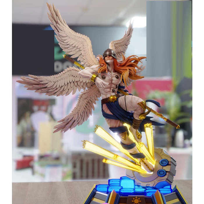 Figurine Digimon Adventure Saint Angemon – PVC 20.5cm, Statuette De Bureau, Garurumon