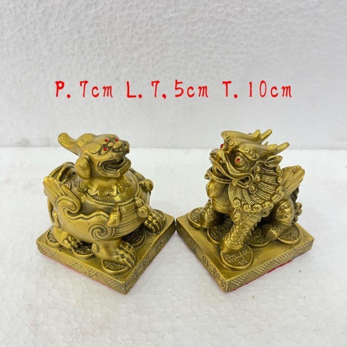 Jual [Baru] Pixiu Kilin Kuningan 10 Cm Pisiu Qilin 2 Tanduk Piciu Kirin ...