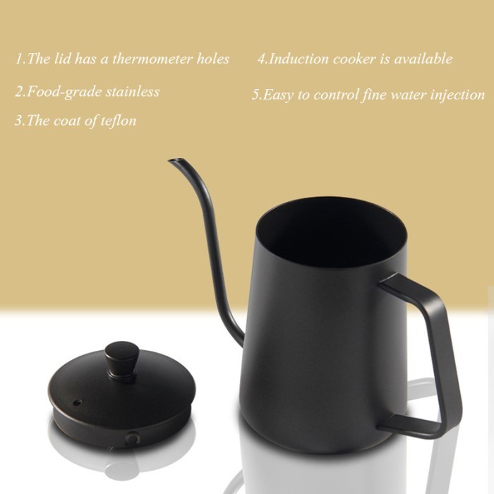 Jual Teko Kopi Leher Angsa V60 Gooseneck Pourover Drip Kettle 300ml Black Shopee Indonesia 3923